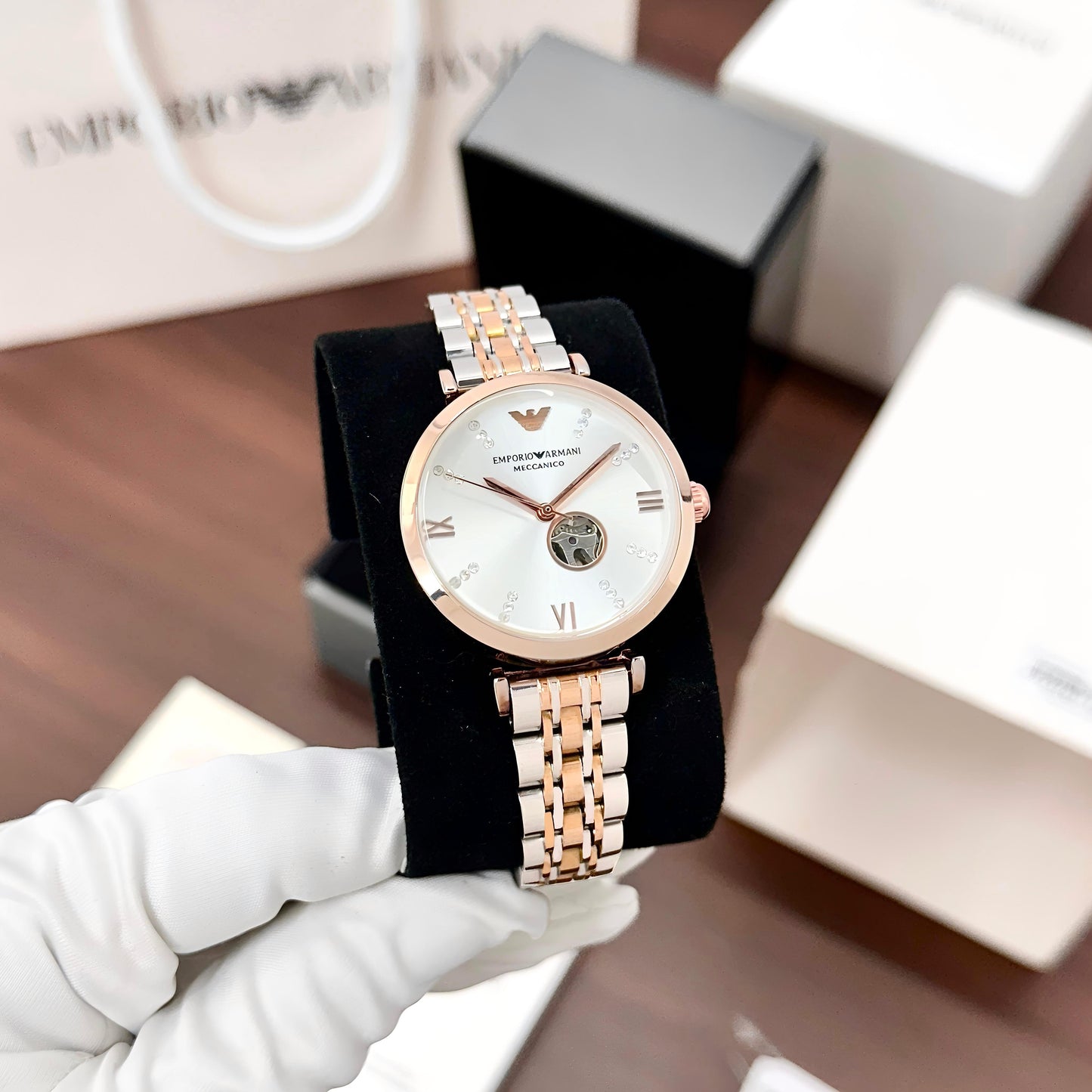 🔥 EMPORIO ARMANI MECCANICO AR60023 – Premium First Copy | Luxury Women’s Watch | Japanese Automatic Movement 🔥