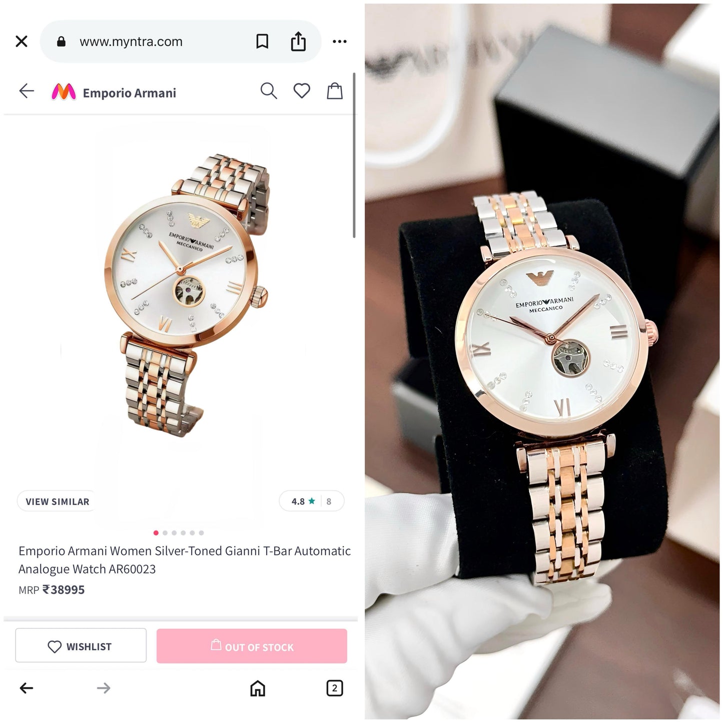 🔥 EMPORIO ARMANI MECCANICO AR60023 – Premium First Copy | Luxury Women’s Watch | Japanese Automatic Movement 🔥