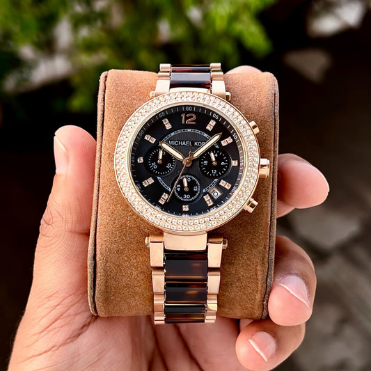 🔥 MICHAEL KORS PARKER CHRONOGRAPH – WEEKEND SPECIAL OFFER! | ROSE GOLD & LEOPARD PRINT | 7AA PREMIUM EDITION 🔥