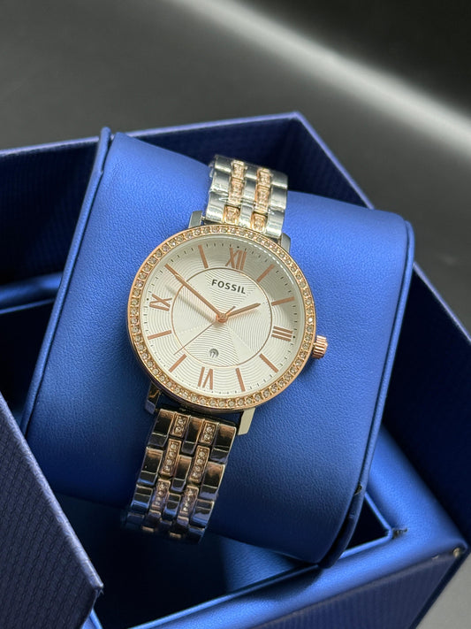 Fossil ES3546 is a Jacqueline Silver stainless steel ladies' watch