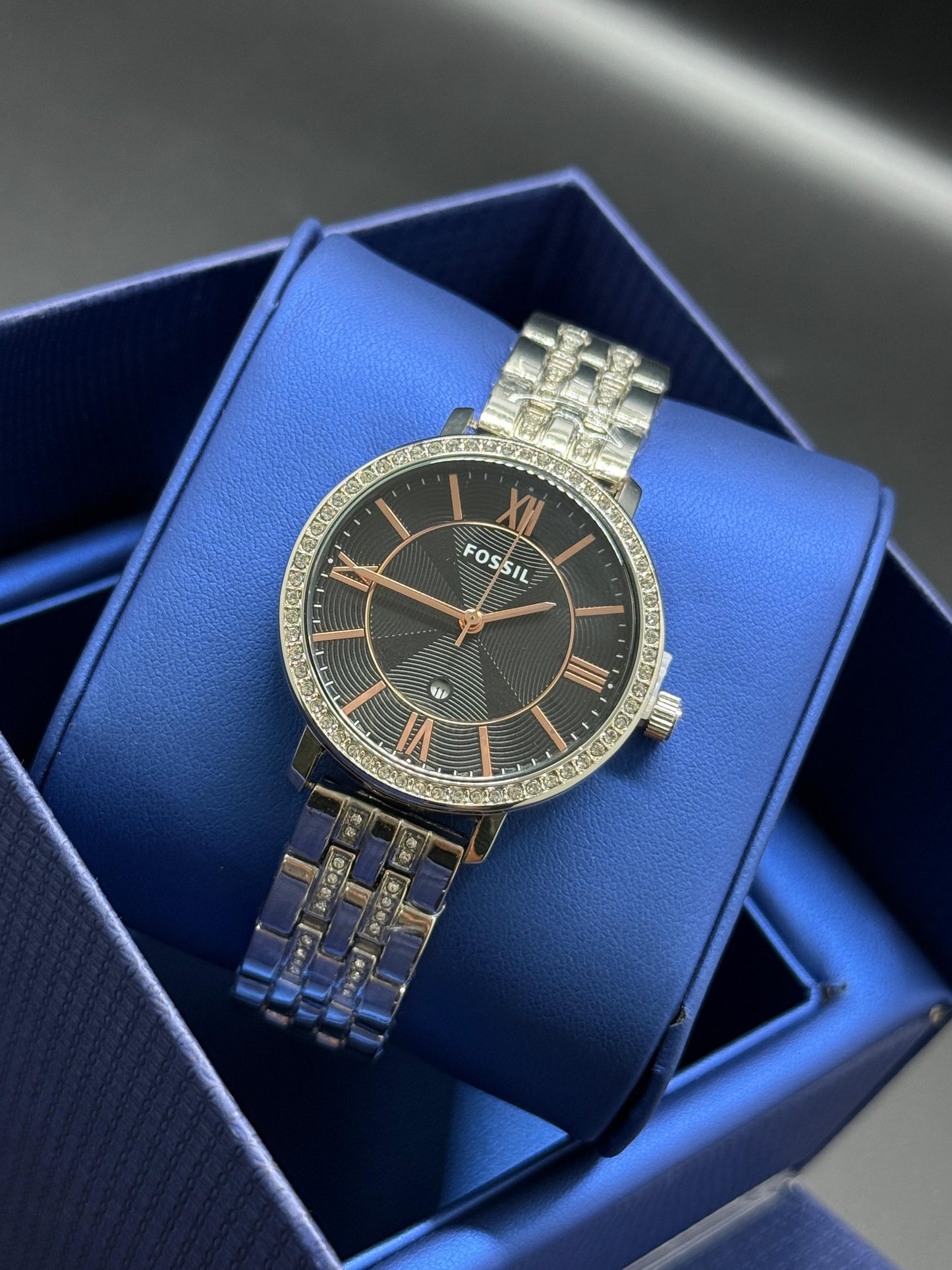 Fossil ES3546 is a Jacqueline Silver stainless steel ladies' watch